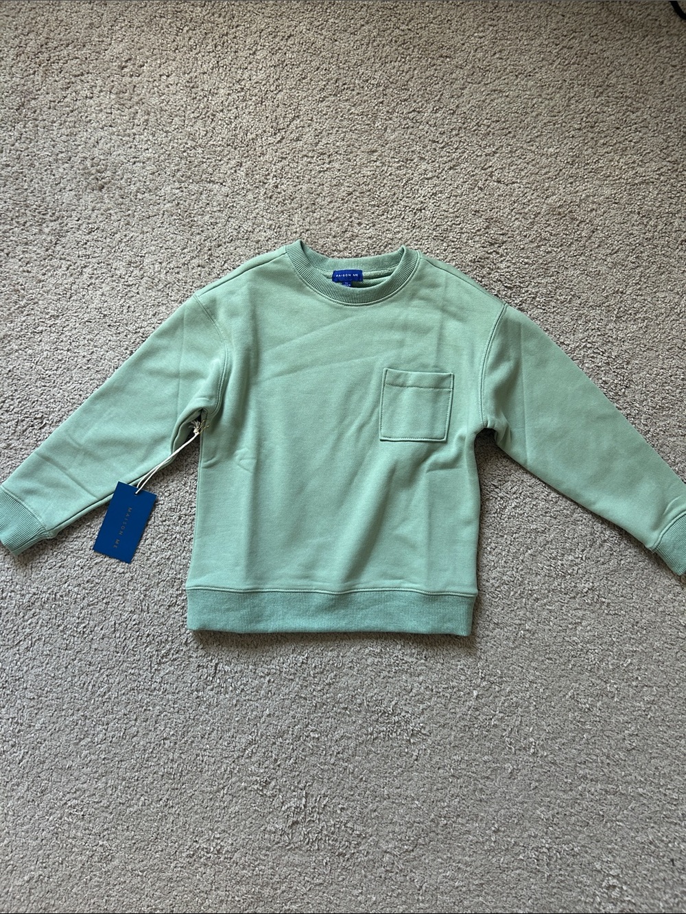 Maison Me Crewneck Pocket Sweater - Light Sage